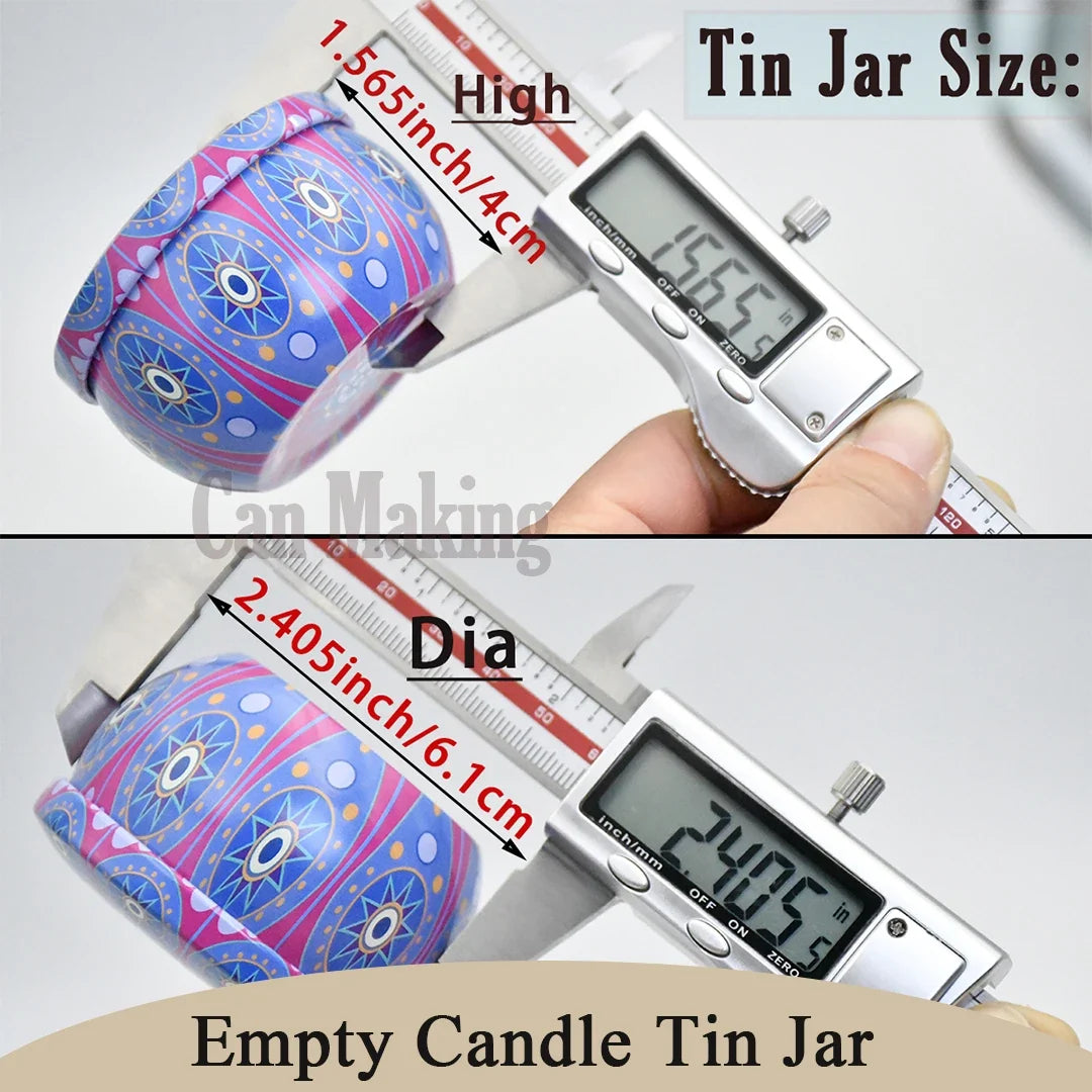 56 Colorful Floral Patterned Tin Boxes Set of 12 for Candles