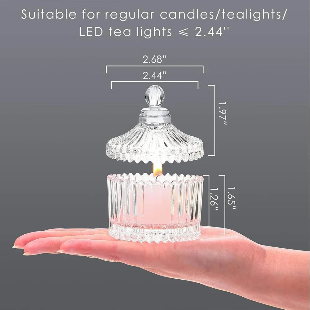 Votive Candle Holders Set Glass Candle Jars with Lids