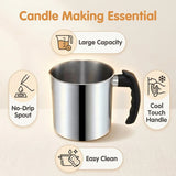 1.2L 1.8L Stainless Steel Wax Melting Pitcher with Heat Handle