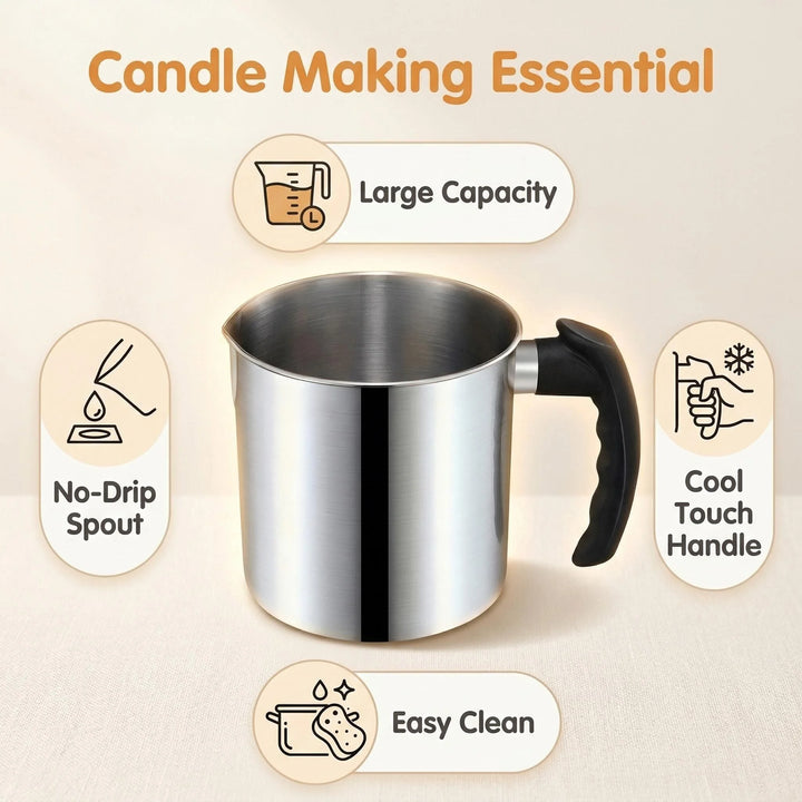 1.2L 1.8L Stainless Steel Wax Melting Pitcher with Heat Handle