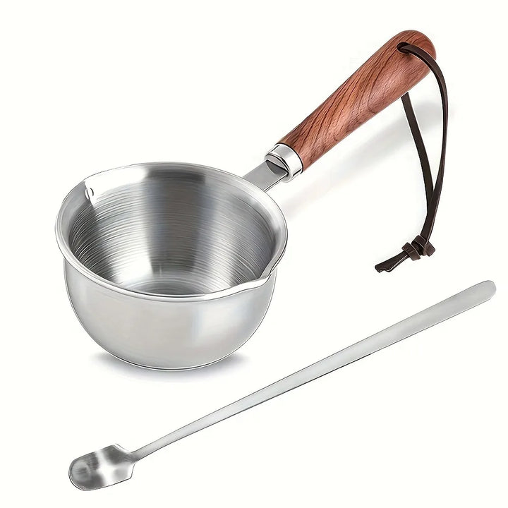 10oz Stainless Steel Pot with Wooden Handle for Candle Making