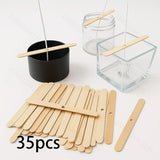 35Pcs Wooden Candle Wick Holders 11cm Length Hole Diameter