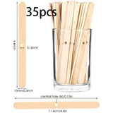 35Pcs Wooden Candle Wick Holders 11cm Length Hole Diameter