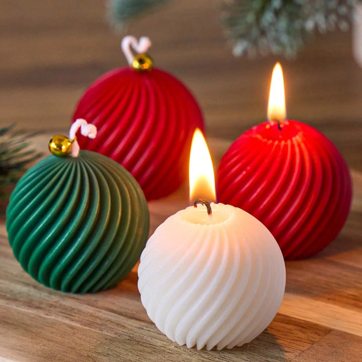 3D Rotate Ball Silicone Candle Mold Winter Christmas Snowman