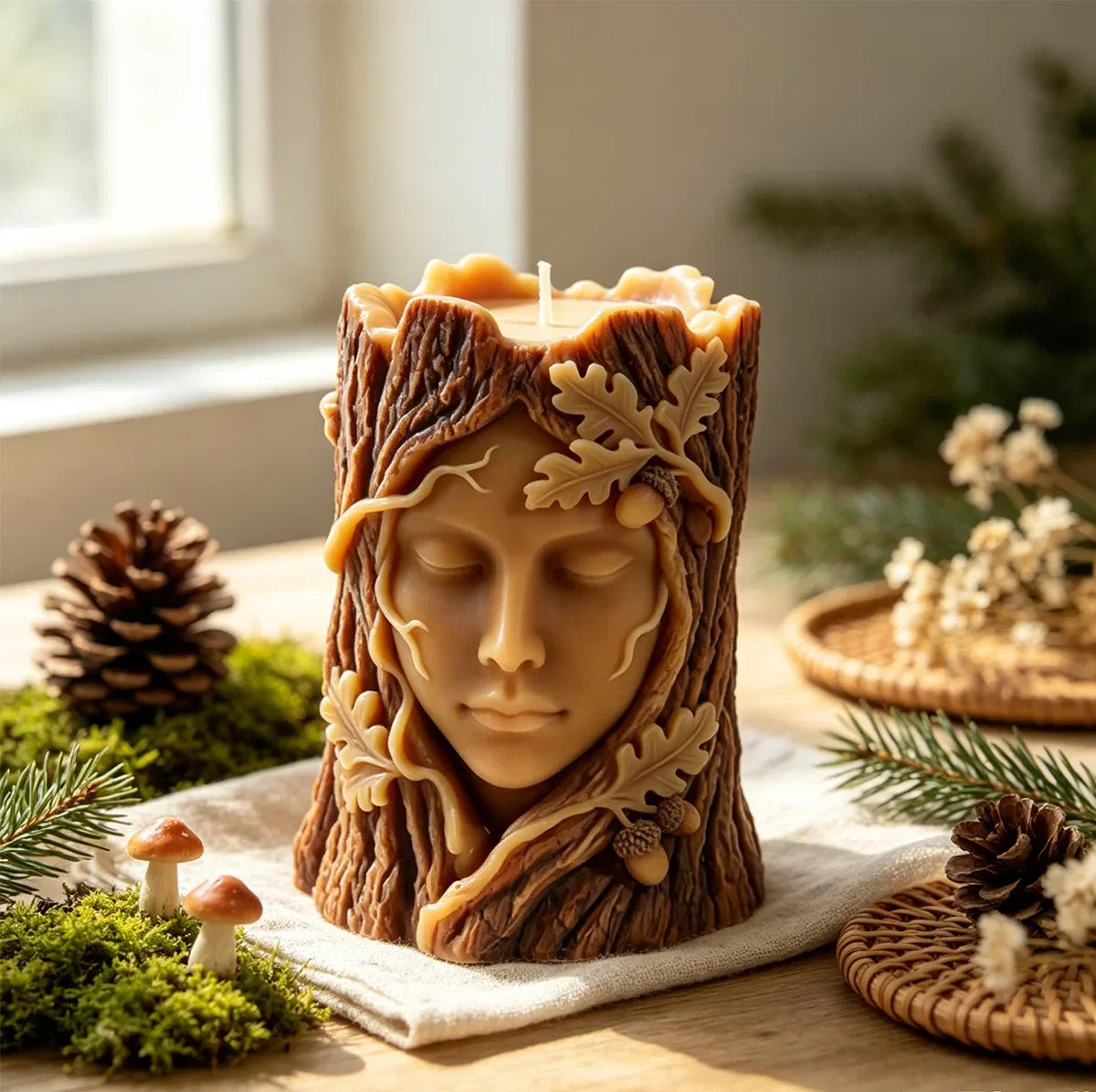 3D Stump Goddess Candle Mold Forest Elf Silicone Mold DIY