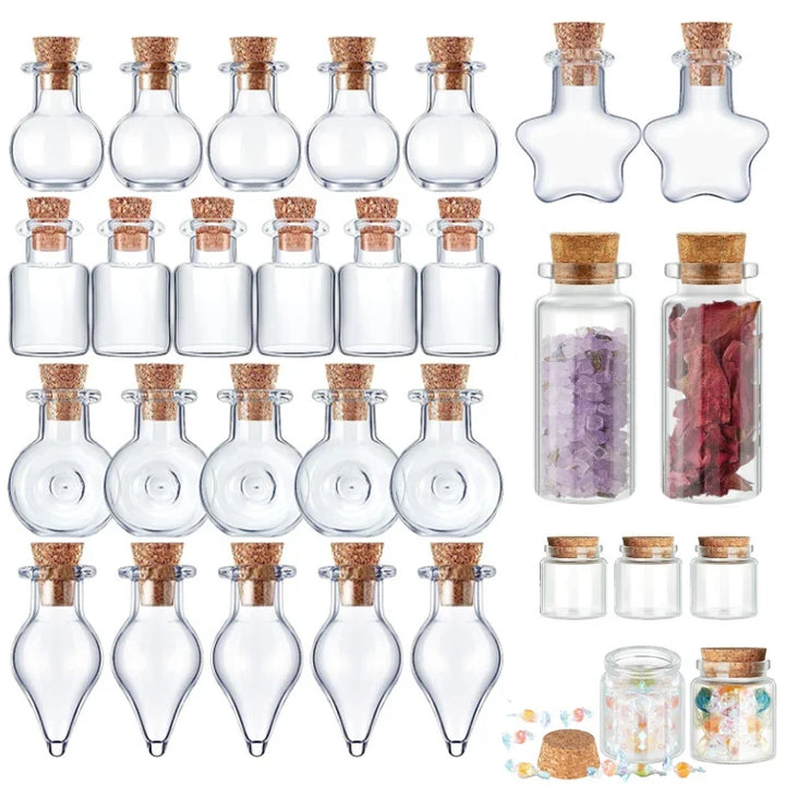 5-10pcs Small Cute Mini Cork Stopper Glass Bottles Vials