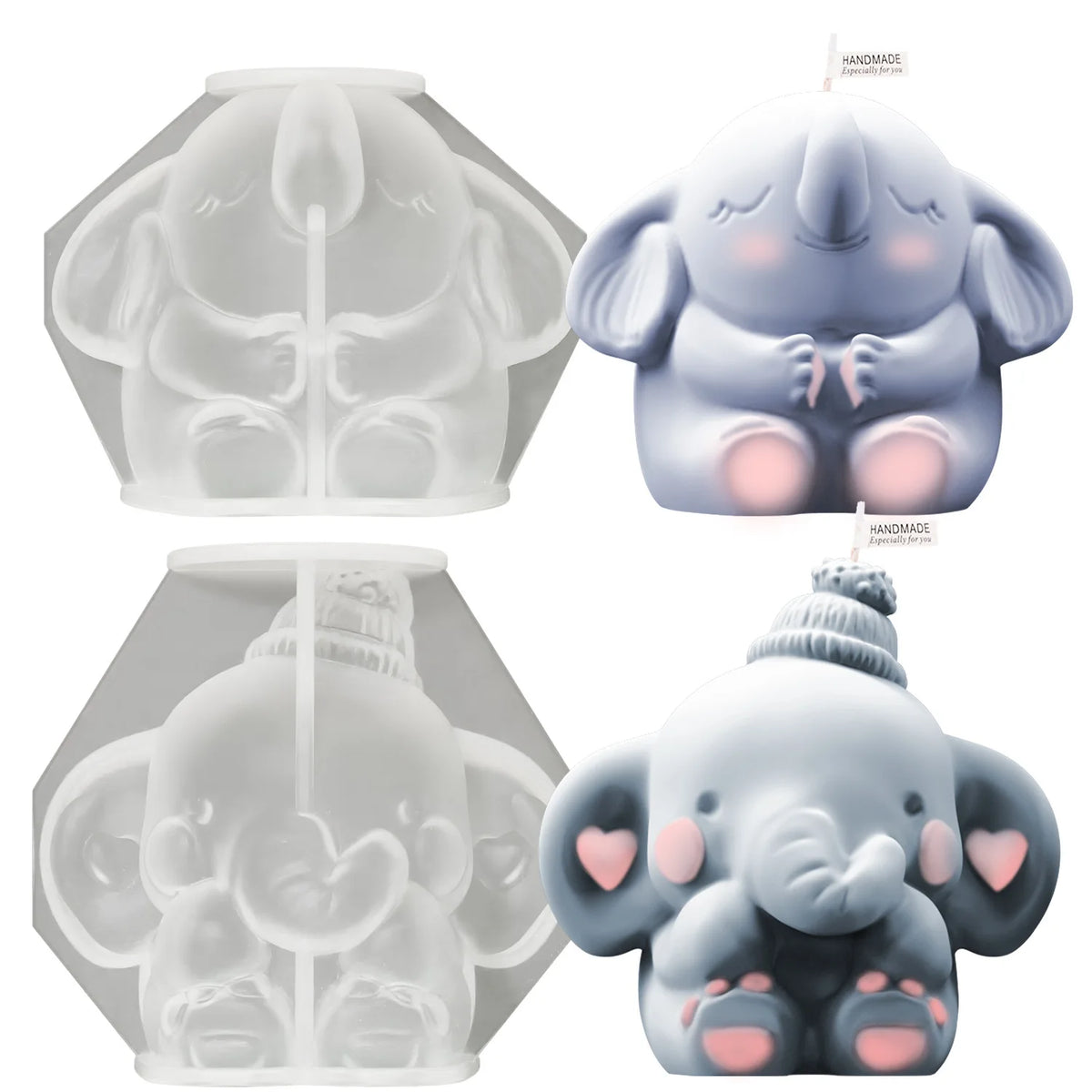 Cute Elephant Candle Silicone Mold DIY Resin Aromatherapy