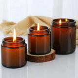 Glass Candle Jars 4oz Amber Round Glass Jars with Lids