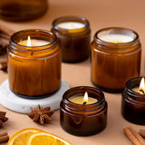 Glass Candle Jars 4oz Amber Round Glass Jars with Lids