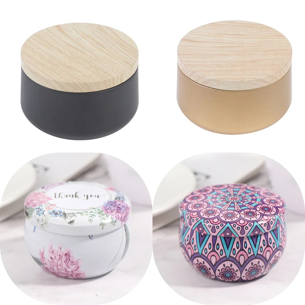 Luxury Candle Jars with Lid Bulk Round Candle Container