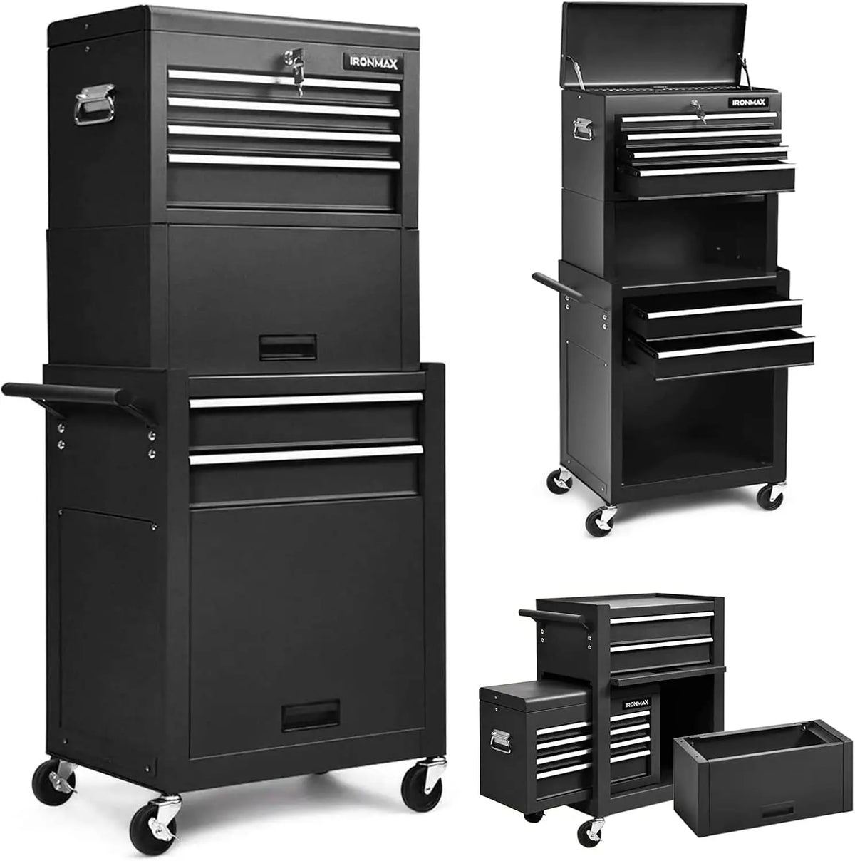 Rolling Tool Chest With 6 Drawers Detachable Top Toolbox
