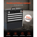 SucceBuy 20.5in Metal Tool Box Portable 4-Drawers Tool Chest