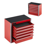 SucceBuy 5-Drawer Metal Tool Box Red Black Portable Storage