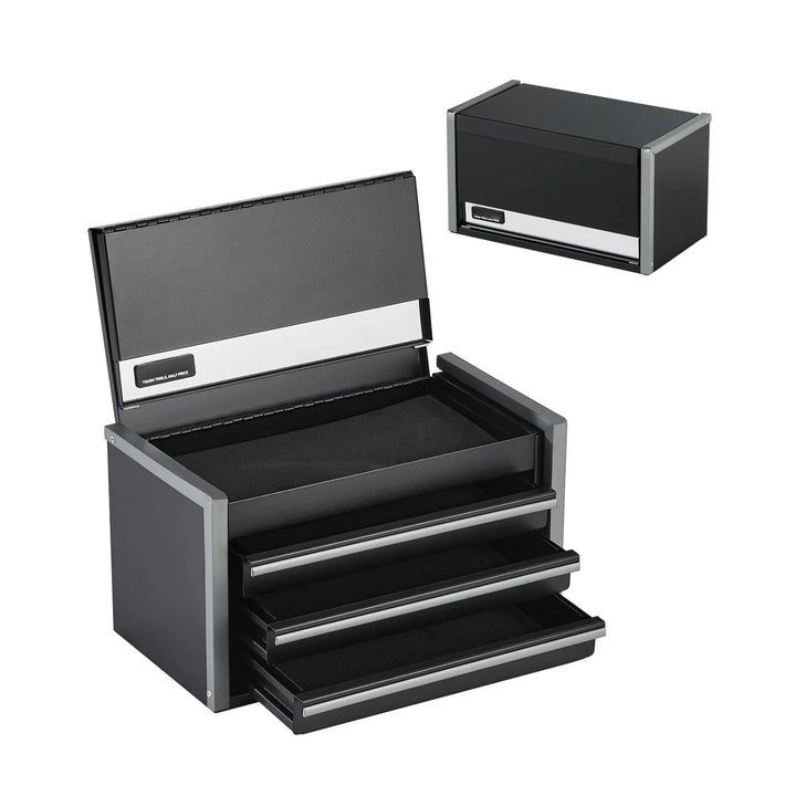 SucceBuy 8.6in 3 Drawers Metal Tool Box Portable Tools Chest